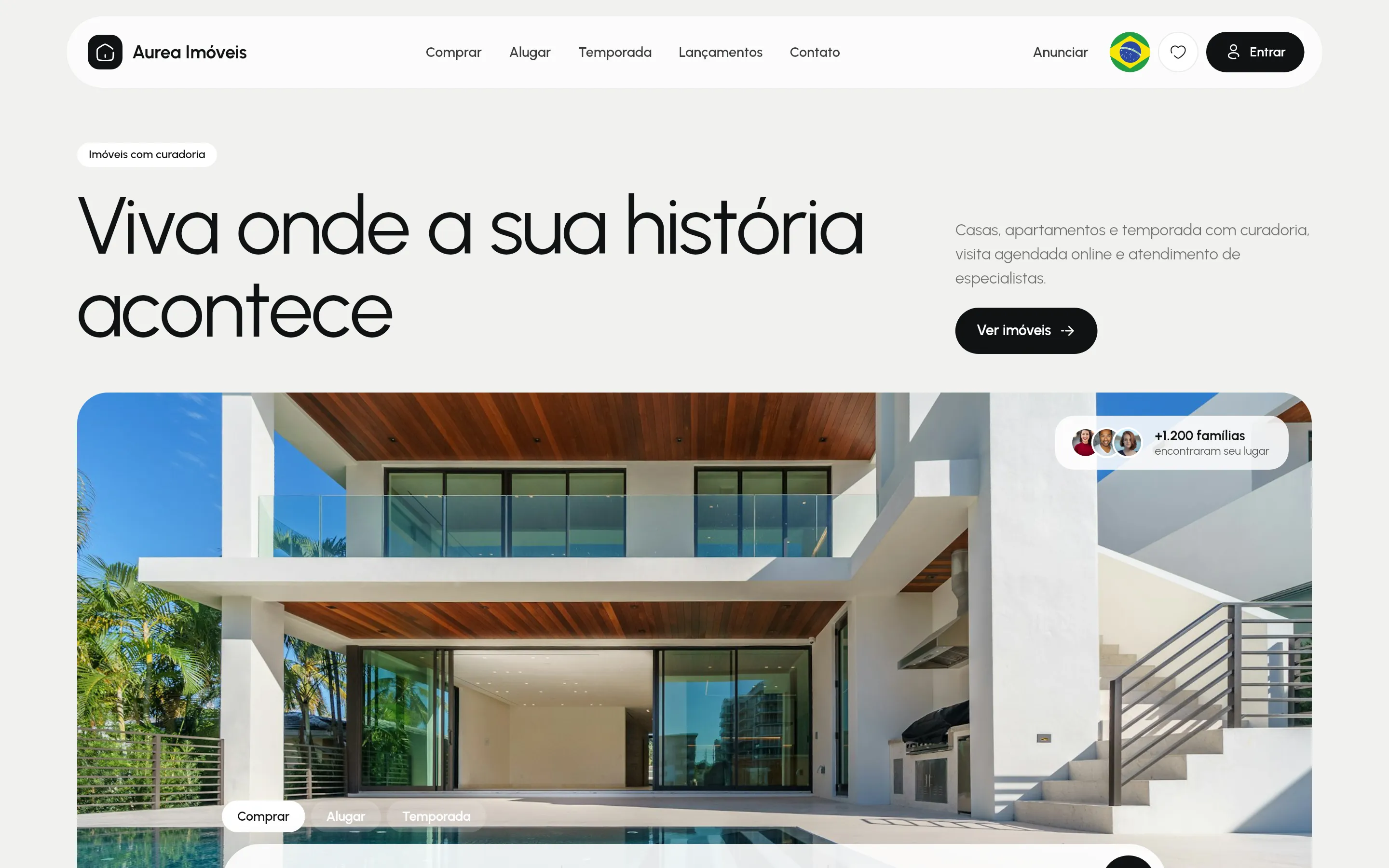 Site de imobiliária feito no Axivor Imóveis (modelo Aura)